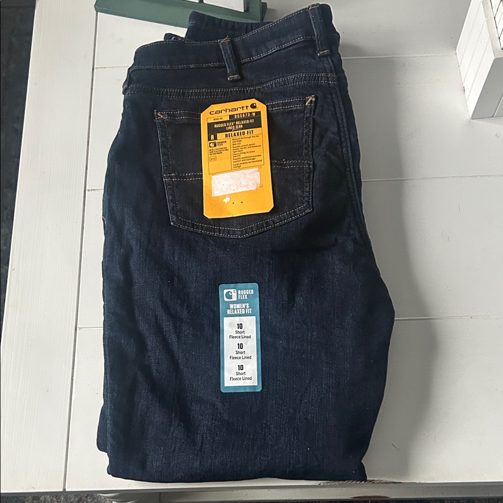 Carhartt Women’s Fleece-lined Deep Indigo Relaxed Jeans